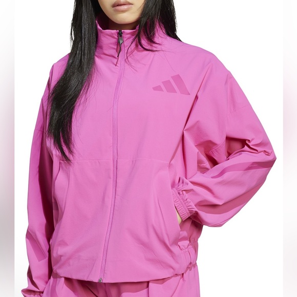 adidas Jackets & Blazers - NWT Adidas  Pink Women's woven Full zip Track Jacket $110 Fuchsia Sz XL